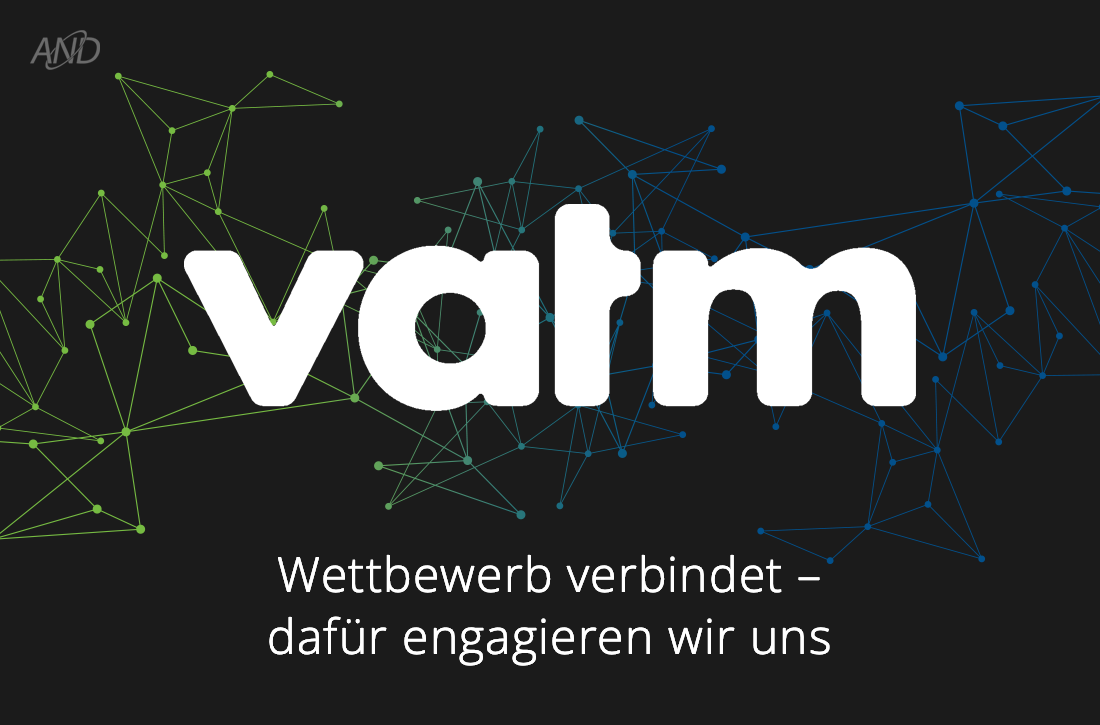 Title image with the VATM logo and the motto "Competition unites" in front of a network of dots and lines